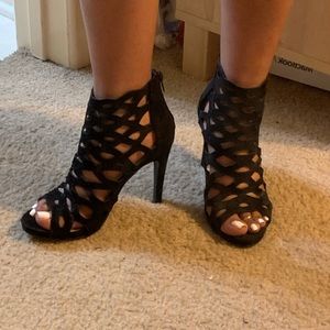 Black open toe heels